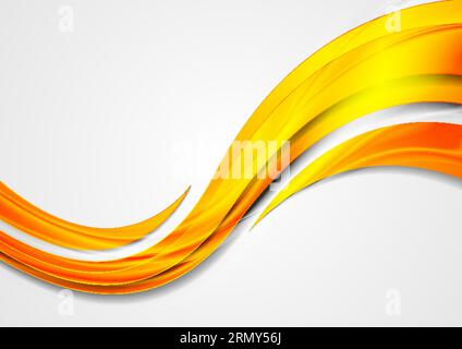 Orange shiny glossy waves abstract background. Vector design Stock Vector