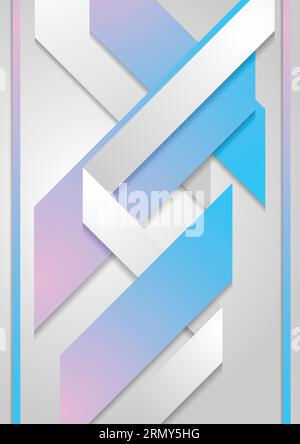 Abstract blue and pink geometric paper flyer design. Vector tech background Stock Vector