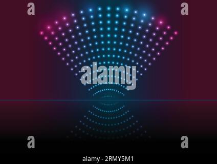 Glowing neon blue purple led particles abstract background. Vector design Stock Vector