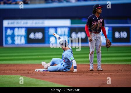 Washington Nationals shortstop CJ Abrams (5) bats during a baseball game  against the Tampa Bay Rays at Nationals Park, Wednesday, April 5, 2023, in  Washington. (AP Photo/Alex Brandon Stock Photo - Alamy