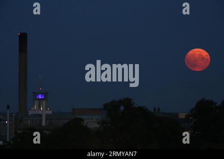 Super Blue Moon - Newcastle City, Next Super Blue Moon not until another 14 years Newcastle upon Tyne, UK. 30th August, 2023. Credit: DEW/Alamy Live News Stock Photo