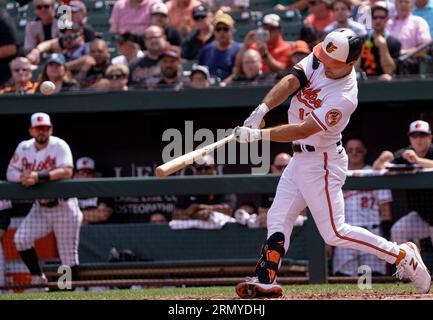 Baltimore Orioles Adam Frazier (12) bats during a spring training