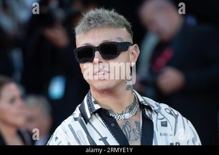 Paris, France. 30th Aug, 2023. Lazza attending the Comandante Premiere and Opening of the 80th Venice Film Festival (Mostra) in Venice, Italy on August 30, 2023. Photo by Aurore Marechal/ABACAPRESS.COM Credit: Abaca Press/Alamy Live News Stock Photo