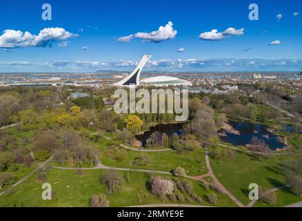 Aerial view of Montreal from Botanical garden Stock Photo