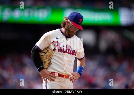 Philadelphia Phillies' Bryce Harper plays during a baseball game, Tuesday,  June 6, 2023, in Philadelphia. (AP Photo/Matt Slocum Stock Photo - Alamy