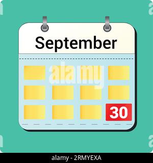 calendar vector drawing, date September 30 on the page Stock Vector