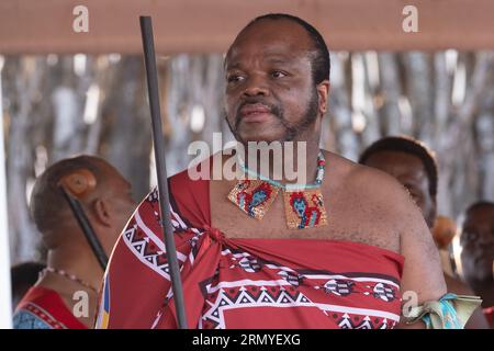 LUDZIDZINI, ESWATINI (SWAZILAND) - 2023 The annual Umhlanga - Reed Dance. King Mswati III - Day1 of Celebrations. Stock Photo