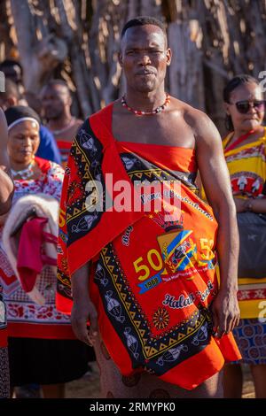 LUDZIDZINI, ESWATINI (SWAZILAND) - 2023 The annual Umhlanga - Reed Dance. King Mswati III - Day1 of Celebrations. Stock Photo