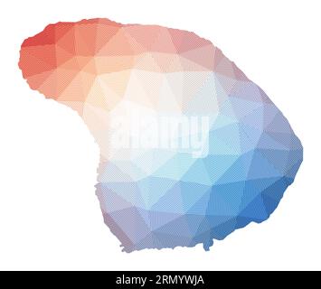 Map of Lanai. Low poly illustration of the island. Geometric design with stripes. Technology, internet, network concept. Vector illustration. Stock Vector