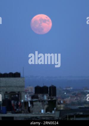 Rafah, Gaza. 02nd Apr, 2023. A 'Blue Moon' is seen rising in the Gaza Strip sky over Rafah in the southern Gaza Strip on Wednesday, August 30, 2023. A 'Blue Moon' is the second full moon in a month. Photo by Ismael Mohamad/UPI Credit: UPI/Alamy Live News Stock Photo