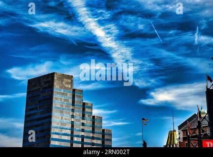 Baltimore, USA. 30th Aug, 2023. BALTIMORE, MD - AUGUST 30: Skyline before a MLB game between the Baltimore Orioles and the Chicago White Sox, on August 30, 2023, at Orioles Park at Camden Yards, in Baltimore, Maryland. (Photo by Tony Quinn/SipaUSA) Credit: Sipa USA/Alamy Live News Stock Photo