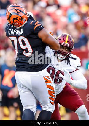 Washington Commanders DE James Smith-Williams (96) during drills with  defensive line coach Jeff Zgonina on August 2 2023 at OrthoVirginia  Training Center at Commanders Park in Ashburn, VA. (Alyssa Howell/Image of  Sport/Sipa