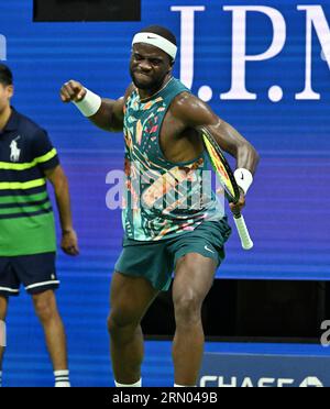 New York, United States. 30th Aug, 2023. US Open Flushing Meadows 30//08/2023 Day 3 Frances Tiafoe (USA) wins second round match Credit: Roger Parker/Alamy Live News Stock Photo