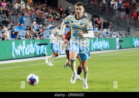 Toronto, Ontario, Canada. 30th Aug, 2023. Mikael Uhre #7 in action during the MLS game between Toronto FC and Philadelphia Union. The game ended 3-1 for Toronto FC. (Credit Image: © Angel Marchini/ZUMA Press Wire) EDITORIAL USAGE ONLY! Not for Commercial USAGE! Stock Photo