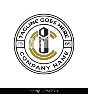 Alphabet letter monogram logo, simple C,I symbol icon Emblem background Stock Vector