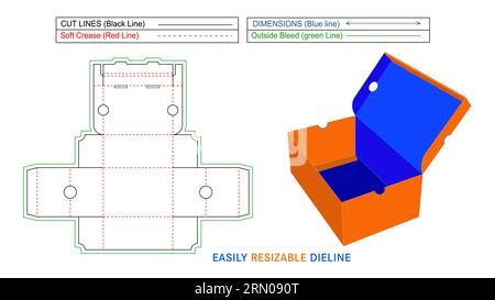 Cardboard shoe boxes, kraft paper shoes box, foldable type shoe natural kraft box die line and 3D vector illustration Stock Vector