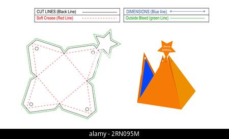 Birthday gift box, Lollipop gift box die line template with 3D vector file Stock Vector