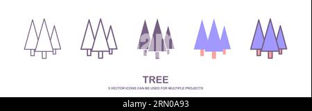 Tree icon vector. Tree Vector Line Icon Set. Contains such Icons as Wood, Plant, Pine, Cactus, Bamboo and more. Expanded Stroke. vector illustration Stock Vector