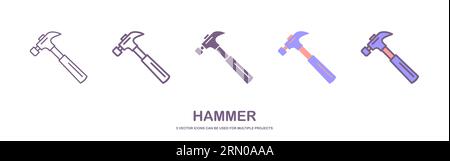 hammer icon illustration. gavel icon vector. helve icon in trendy style. isolated vector sign symbol. vector illustration. Stock Vector