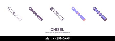 Chisel Icon. cartoon Design. Vector Illustration. Stock Vector