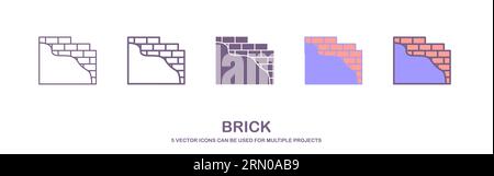 brick for building line icon vector. wall icon illustration. brick for building sign. isolated contour symbol icon illustration. Stock Vector