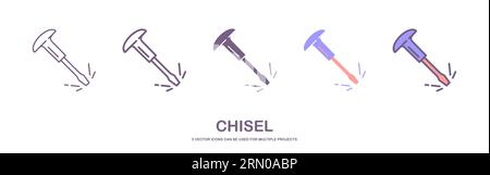 Chisel Icon. cartoon Design. Vector Illustration. Stock Vector