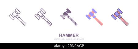 hammer icon illustration. gavel icon vector. helve icon in trendy style. isolated vector sign symbol. vector illustration. Stock Vector