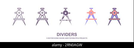Dividers icon vector, solid illustration, pictogram isolated on white. dividers illustration vector. Stock Vector