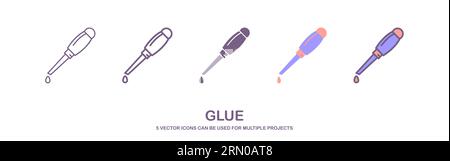 thin line icon putting glue, sealant from a tube. glue icon in trendy style. set of glue icon. vector illustration. Stock Vector