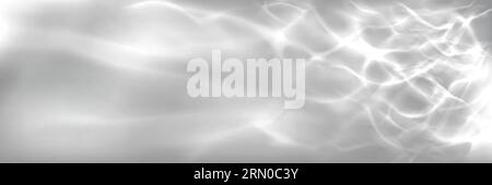 Water surface texture with sun light reflections and caustic patterns with overlay effect. Clear calm transparent liquid top with wave and ripple refraction of beams - realistic vector background Stock Vector