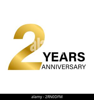 2 year anniversary gold icon vector for graphic design, logo, website, social media, mobile app, UI illustration Stock Vector