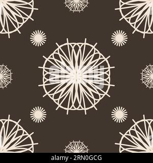Vector seamless vintage pattern of abstract lace flowers on brown background Stock Vector