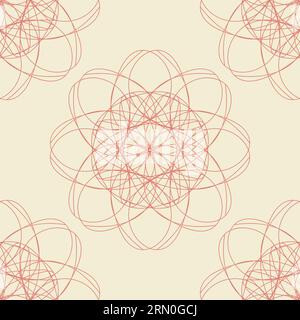 Vector seamless vintage pattern of abstract pink lace flowers on a light background Stock Vector