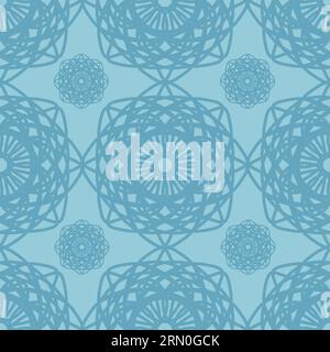 Vector seamless vintage pattern of abstract blue lace flowers on sky blue background Stock Vector