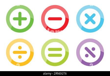 Mathematical symbols icon. Calculator, math icon. Vector pictogram. Math symbols icon set in glossy. Stock Vector