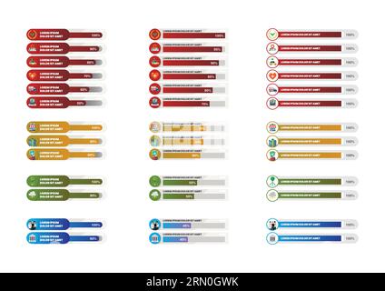 Set of Icon bars template collection. Vector illustration Stock Vector