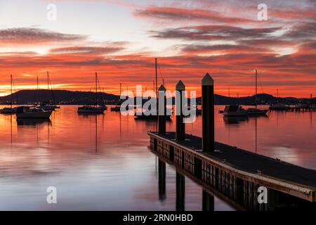 One perfect day - sunrise over Brisbane Water at Koolewong on the Central Coast, NSW, Australia. Stock Photo