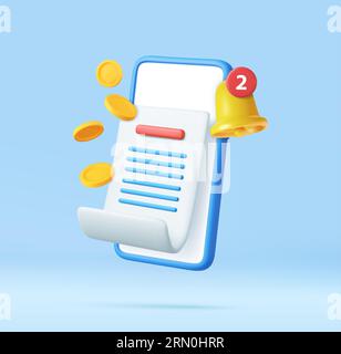 3d pay money with mobile phone banking online payments. Stock Vector