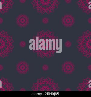 vector seamless pattern of abstract shapes in pink color on dark Stock Vector