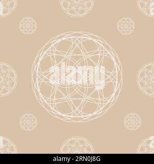 vector seamless pattern of abstract round shapes in elegant beige color Stock Vector