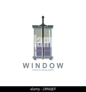 Home Window Logo, Home Interior icon design Stock Vector