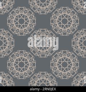 vector seamless vintage pattern of abstract shapes on grey Stock Vector
