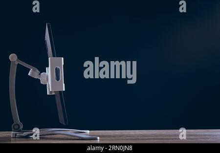 Tablet screen with copy space on black background Stock Photo