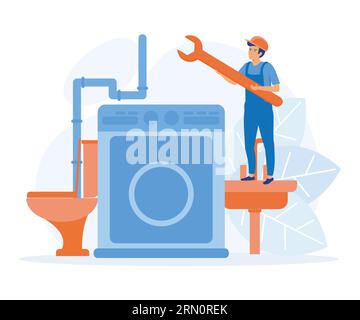 Home maintenance and improvement, Plumbing services, flat vector modern illustration Stock Vector