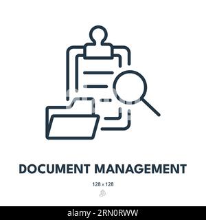 Document Management Icon. Documentation, Paperwork, Office. Editable Stroke. Simple Vector Icon Stock Vector