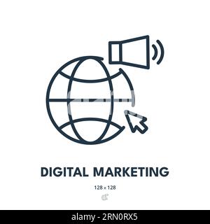 Digital Marketing Icon. Advertising, Campaign, Promotion. Editable Stroke. Simple Vector Icon Stock Vector