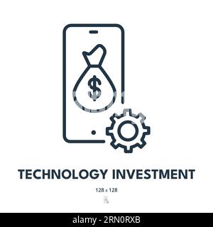 Technology Investment Icon. Innovation, Fintech, Tech. Editable Stroke. Simple Vector Icon Stock Vector