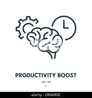 Productivity Boost Icon. Efficiency, Time, Performance. Editable Stroke. Simple Vector Icon Stock Vector