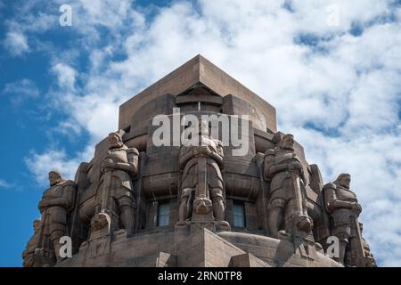 monument to the battle of the nations in Leipzig, Saxony, Germany at daytime against cloudy sky, built 1813 Stock Photo