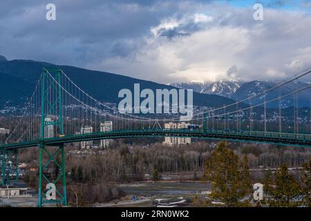 Lions Gate Bridge View from Prospect Point Stanley Park Stock Photo
